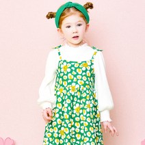 헤이미니 여아용 방긋 플라워 골지 티셔츠