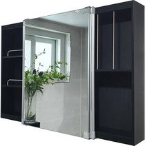 A6마트 욕실 슬라이드장 가로 1200mm x 세로 800mm, 1개, 블랙