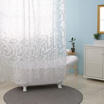 원세븐나인 올인원 샤워커튼 + 봉 + 고리 12p 세트 모빌, 1세트, 투명계열