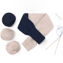 멜로우 슬리브 쁘띠 스카프 니팅 키트, 1세트, 미드나잇블루 쿨베이지