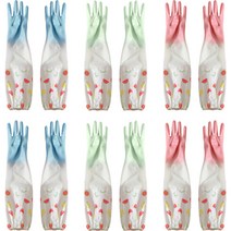 블럭마트 주방용품 밴드형 긴 고무장갑 양손 6종 세트, 대(L), 랜덤발송, 1세트