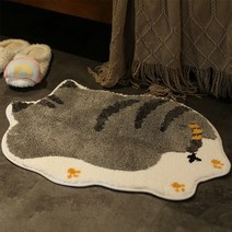 홈테리 엎드린 동물 침실 카펫 털 욕실 미니 러그, 회색냥이