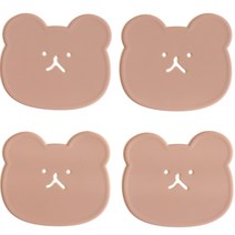 에이드엘 곰 실리콘 컵받침 4p, 브릭레드