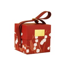 메이크마인 석고방향제 화장품 립스틱 방지 선물 가죽 손잡이 포장박스 10 x 10 x 10 cm, 레드, 1개