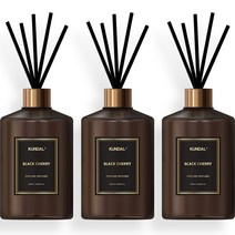 쿤달 퍼퓸 디퓨저 500ml 3p + 섬유스틱 15p 세트, 블랙체리향, 1세트