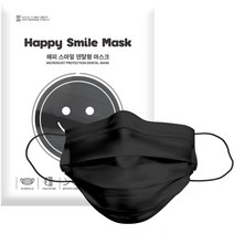 힐링팩토리 해피스마일 국산 덴탈마스크 블랙 대형, 50개입, 1개
