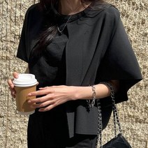 여성용 노카라 반팔 자켓 66292
