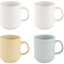 르난세 몽드 머그잔 4p 세트, 크림화이트, 크림화이트, 버터밀크, 파우더블루, 1세트