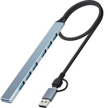 컴스 USB A타입 C타입 7포트 USB허브 FW084, 그레이