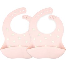 르메이어 실리콘 방수 턱받이, 핑크플라워, 2개
