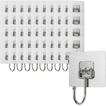 브로픽 접착식 벽걸이 사각 대형 후크, 실버, 50개