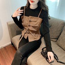 앤드스타일 여성용 하트뷔스티에 벨티드 탑 261201