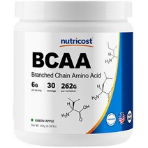[bcaa아미노산] 뉴트리코스트 BCAA 파우더 그린애플맛 30회분, 262g, 1개