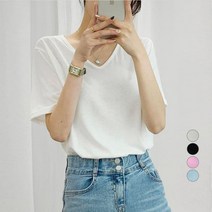 마이시즌 여성용 메리드 브이넥 반팔 티셔츠