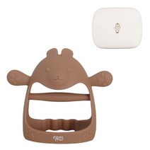 티지엠 유아용 플래티넘 실리콘 글러브형 토끼 손목치발기, 초콜릿, 본품+케이스