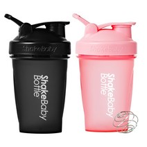 쉐이크베이비 보틀 쉐이커 2종 세트, 블랙, 핑크, 600ml
