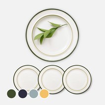 쓰임 레트로 라인 원형접시 4p, 딥그린, 4개