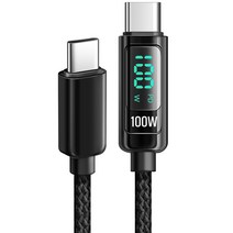 홈플래닛 디스플레이 C타입 C to C PD 100W 초고속충전 케이블, 1.2m, 블랙, 1개