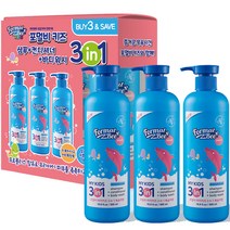 포멀비 키즈 3in1 유아 올인원 샴푸+컨디셔너+바디워시 500ml 3개입 세트 복숭아향, 1개, 1500ml