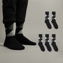 노디자인 남성용 아가일 긴목 신사 정장 양말 6p