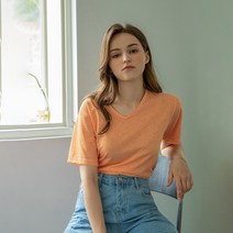 비지트엔와이스튜디오 여성용 브이넥 스트라이프 티셔츠 VX5STE2