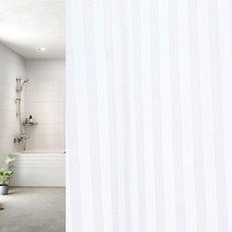 썬데코 패브릭 방수 샤워커튼 흰색줄무늬 180 X 180 cm, 1세트, 화이트계열