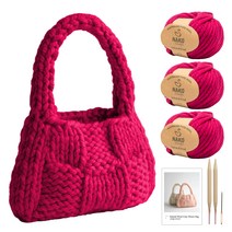 yarna 내추럴울 코지 위브백 DIY 패키지 세트, 1세트, 1 체리핑크