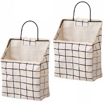 오제 벽걸이 수납 케이스 주머니 체크, 2개