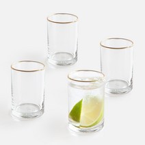니코트 gold crystal 심플글라스 컵 M 175ml, 혼합 색상, 4개