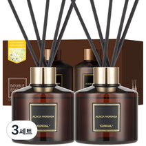 쿤달 퍼퓸 디퓨저 200ml 2개 + 섬유스틱 10개, 아카시아모링가향, 3세트