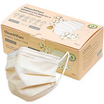 클린앤퓨어 오가닉 목화솜 마스크 대형, 30개입, 1개, 베이지