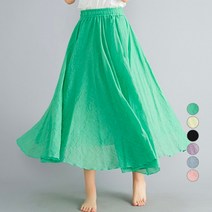 페이퍼먼츠 데일리 캐주얼 루즈핏 허리 밴딩 면 린넨 스커트 13778