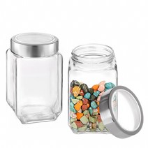 차이나다 투명커버 사각 밀폐 유리병 700ml, 단품, 2개