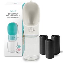 딩동펫 반려동물 휴대용 버튼식 물병 550ml, 화이트, 1개