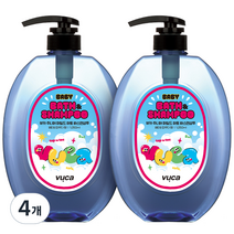 뷰카 주니어 마일드 아토 바스앤샴푸 베이비파우더향, 1050ml, 4개