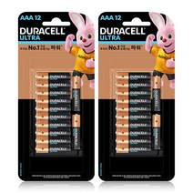 듀라셀 울트라 알카라인 건전지 AAA, 12개입, 2개