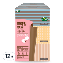 헬로 천연펄프 프라임 코튼 미용티슈, 280매, 12개