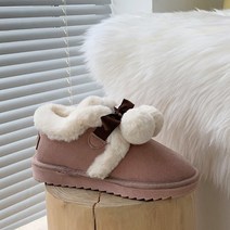 플로스 여성용 방울리본 발목 털부츠
