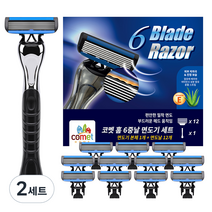 코멧 홈 6중날 면도기 세트 면도기 본체 1개 + 면도날 12개, 2세트