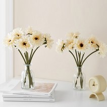 코코도르 조화 거베라 12p + 메리고 화병 2p 세트, 화이트(거베라), 투명(화병)