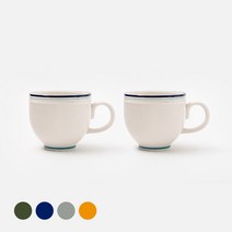 쓰임 레트로 라인 머그, 딥블루, 2개