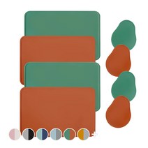 에이드엘 다이닝 실리콘 테이블웨어 4인세트 8p, mix메이플, 테이블매트(가로 428mm x 세로 282mm), 컵받침(가로 105mm x 세로 135mm)