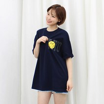 팡팡샵 여성용 티요 스마일 반팔 박스 티셔츠