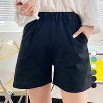 잘빠진 여성용 린넨 스판 밴딩 3부 반바지