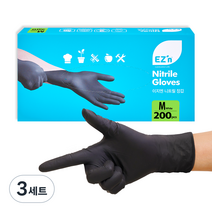 EZn이지엔 니트릴 장갑 200p, 블랙, 중(M), 3세트