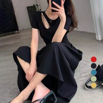 비비에모 트임넥라인 여리여리 반팔 롱 원피스 00970
