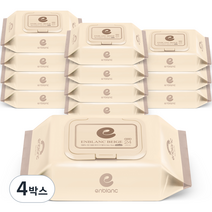 앙블랑 세이프 베이지 유아물티슈 휴대 캡형 24매, 12개입, 4박스