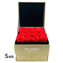 바미샵 비누장미 용돈 선물박스 + 비누 장미꽃 16p, 레드, 5세트