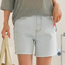 여성용 에이크 4부 밴딩 청반바지