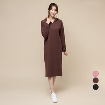 캐럿 여성용 후드 롱 니트 원피스